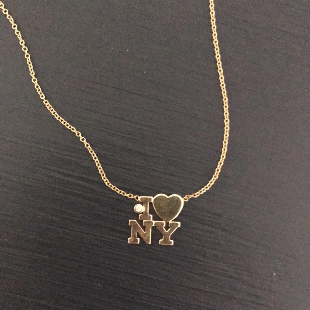 Zoe Chicco “I ❤️ NY” 14k gold necklace w diamond